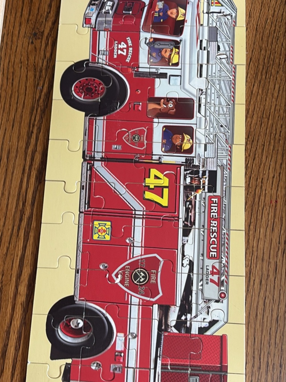 Wood Red Fire Rescue Puzzle - Kids Toy